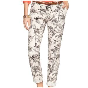 Talbots The Weekender Toile Floral Birds Print Womens Cropped Pants Size 4P